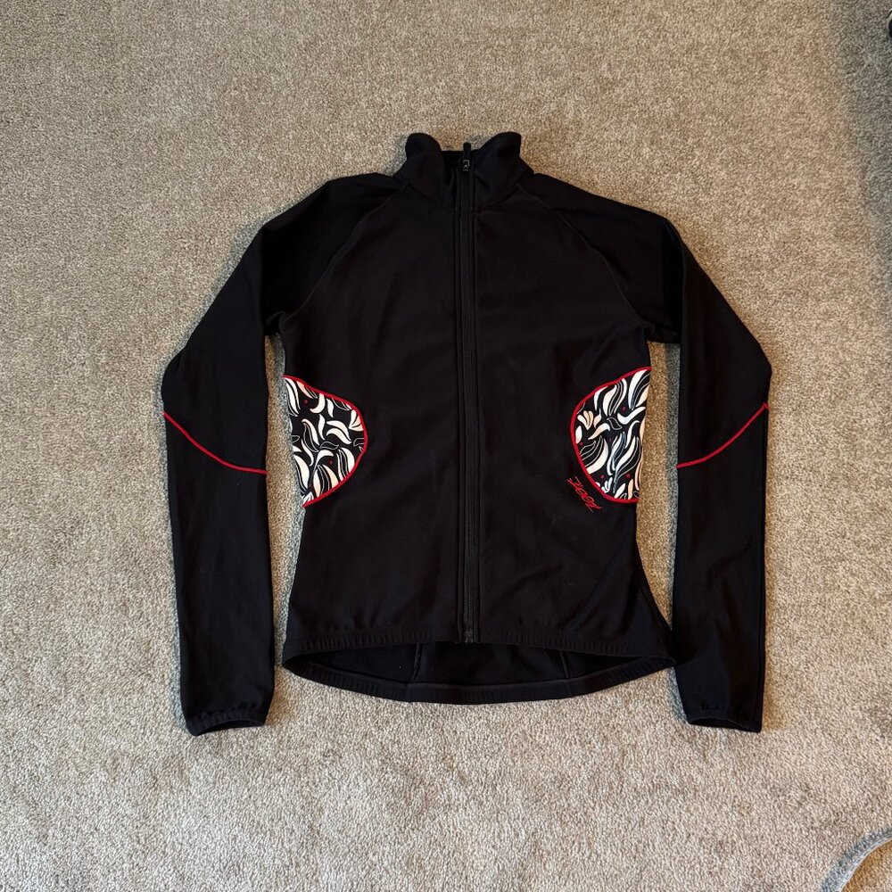 Zoot Women’s Long Sleeve Black Cycling Tri Shirt Top Fleece Lined Athleisure Med